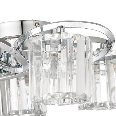 Bromley Bevelled glass Brushed Glass & metal chrome effect 5 Lamp Ceiling light