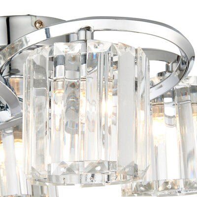 Bromley Bevelled glass Brushed Glass & metal chrome effect 5 Lamp Ceiling light