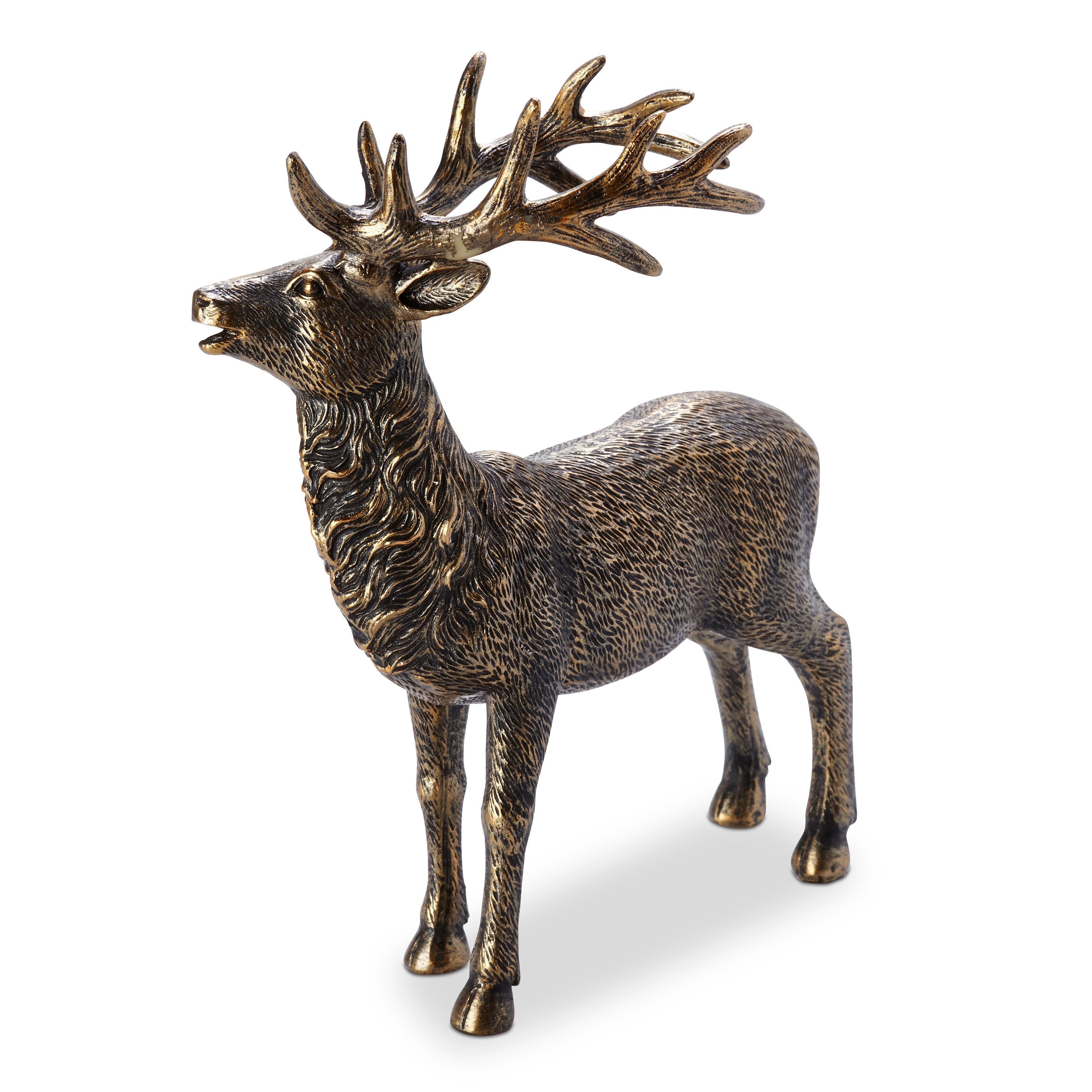 Bronze effect Standing stag Resin Ornament DIY at B&Q