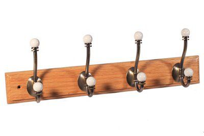 Bronze & gold 4 Hook rail, (L)458mm (H)15mm