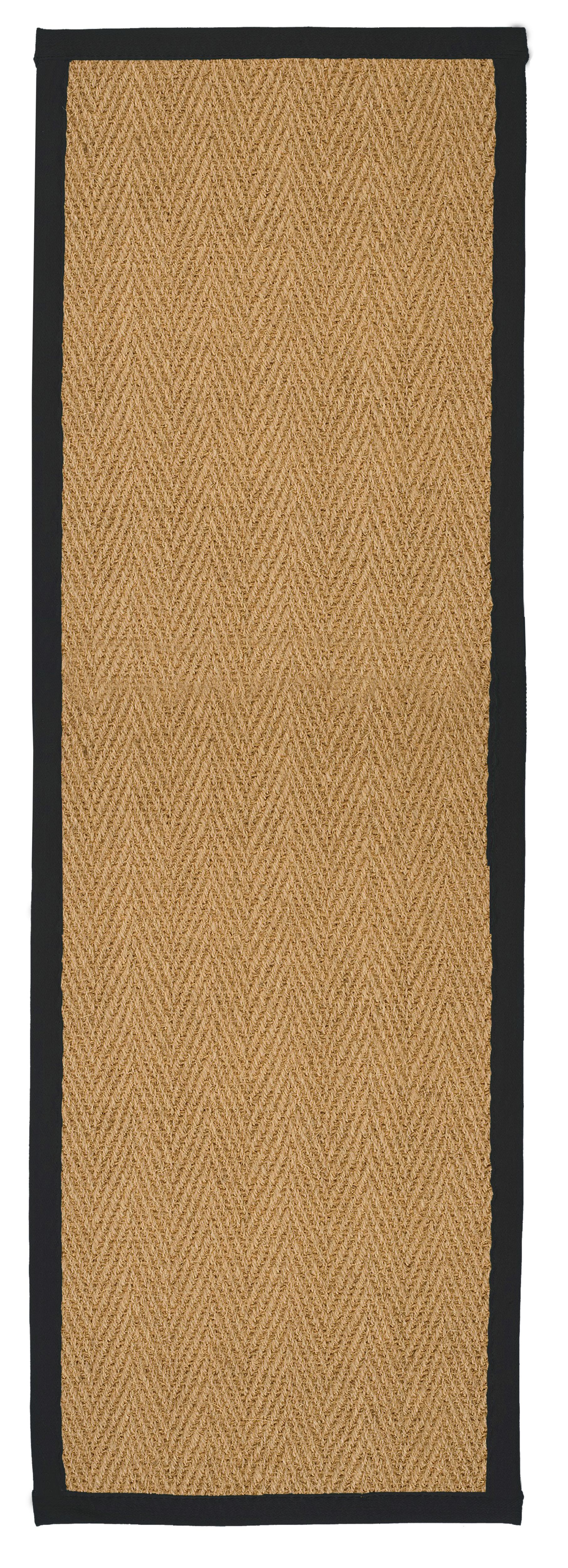 Brown, black Herringbone weave Large Rug, (L)180cm x (W)60cm