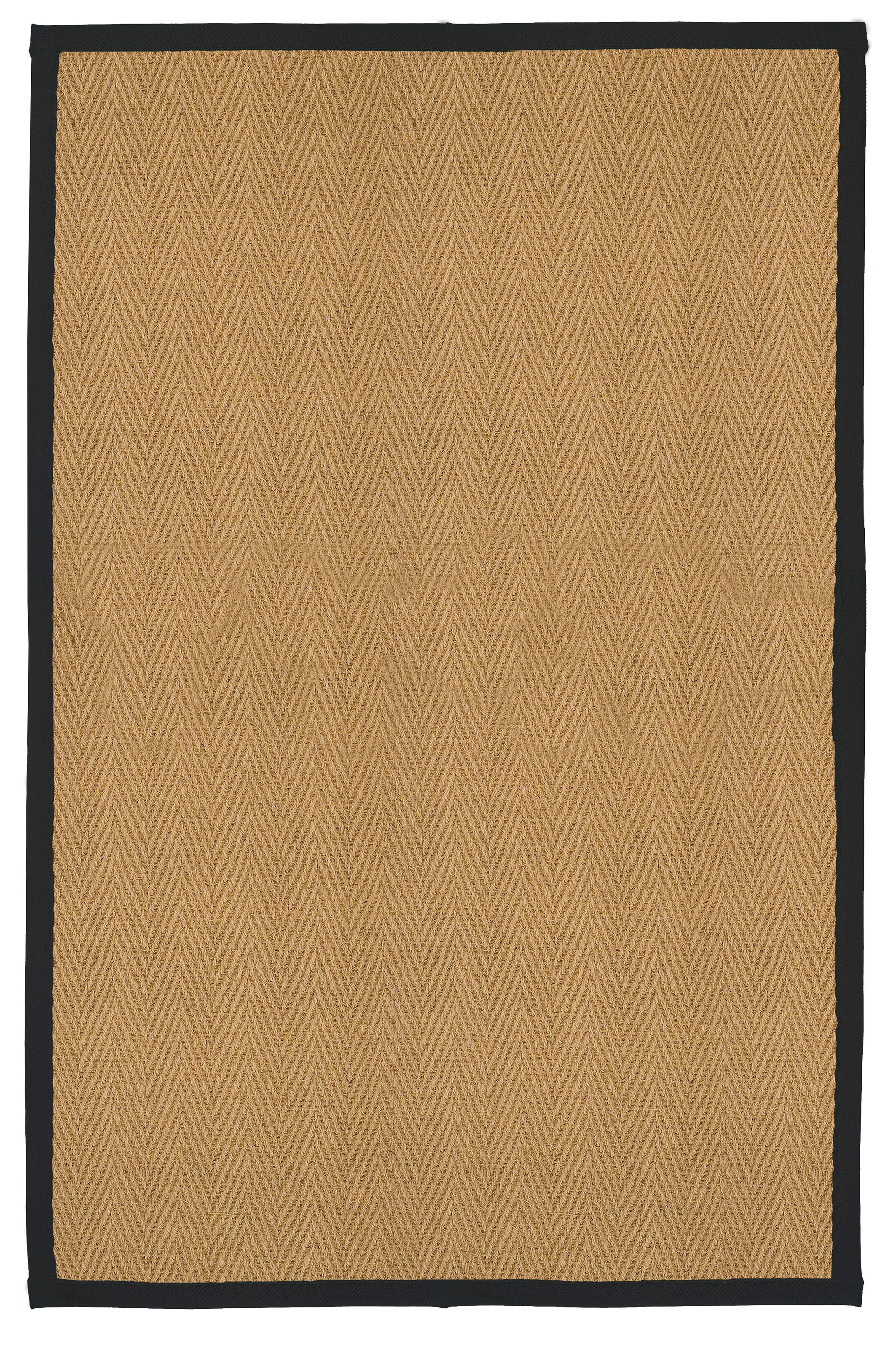 Brown, black Herringbone weave Large Rug, (L)200cm x (W)135cm