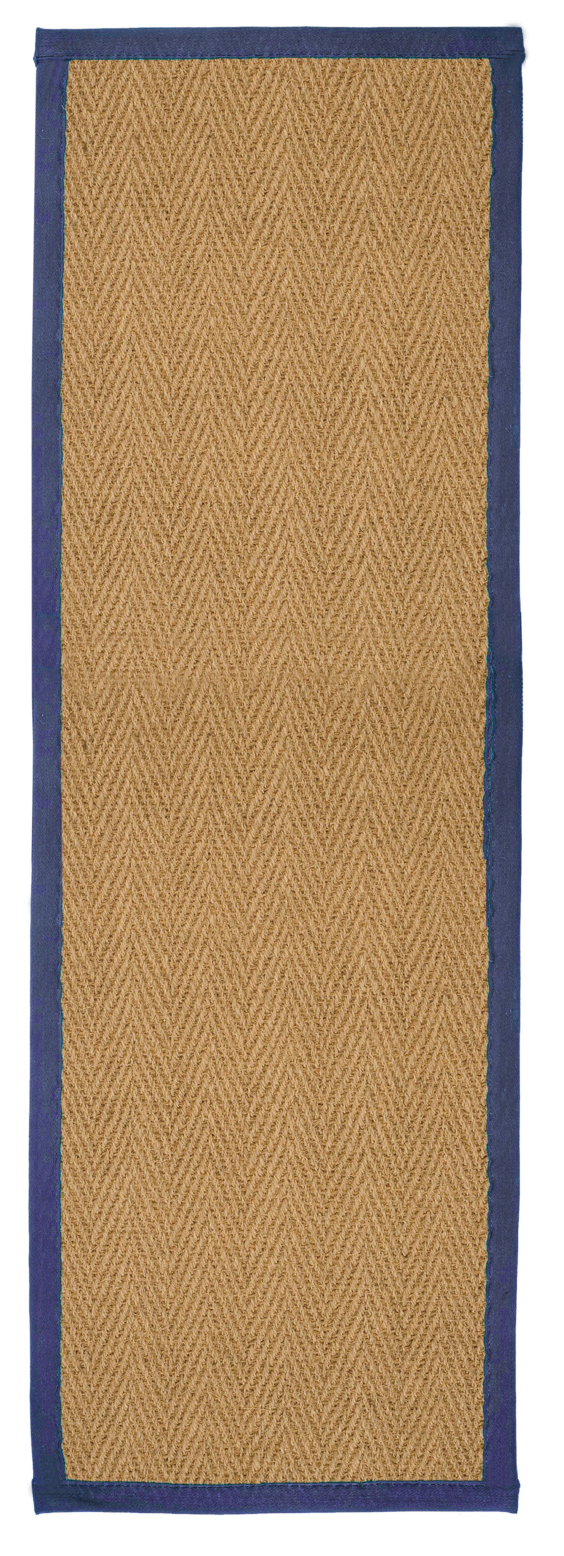 Brown, blue Herringbone weave Large Rug, (L)180cm x (W)60cm