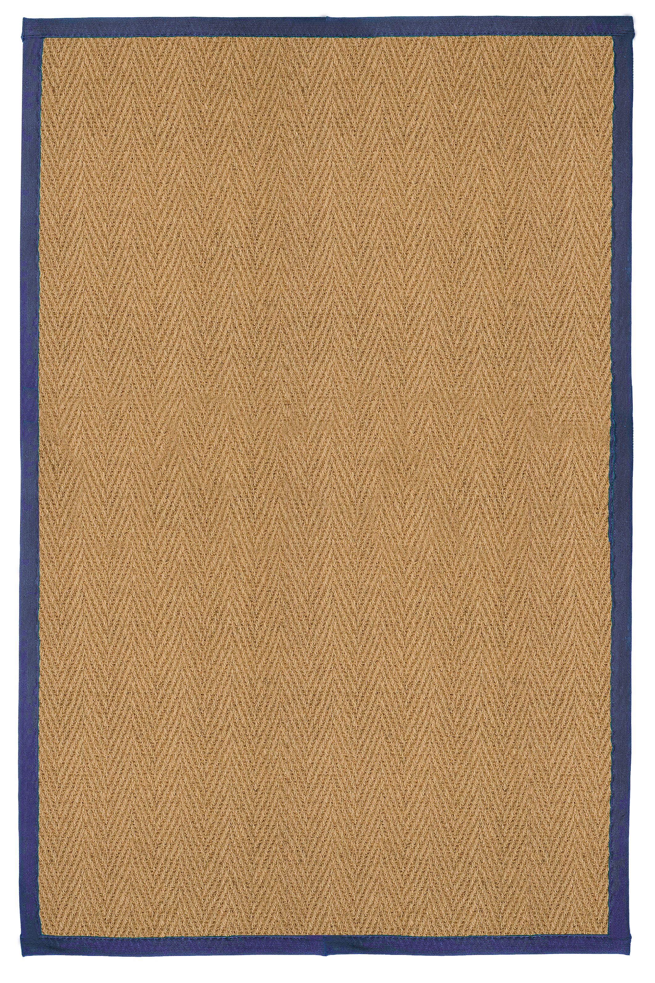 Brown, blue Herringbone weave Large Rug, (L)200cm x (W)135cm