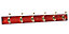 Brown Brass effect Mahogany 6 Hook rail, (L)685mm (H)15mm