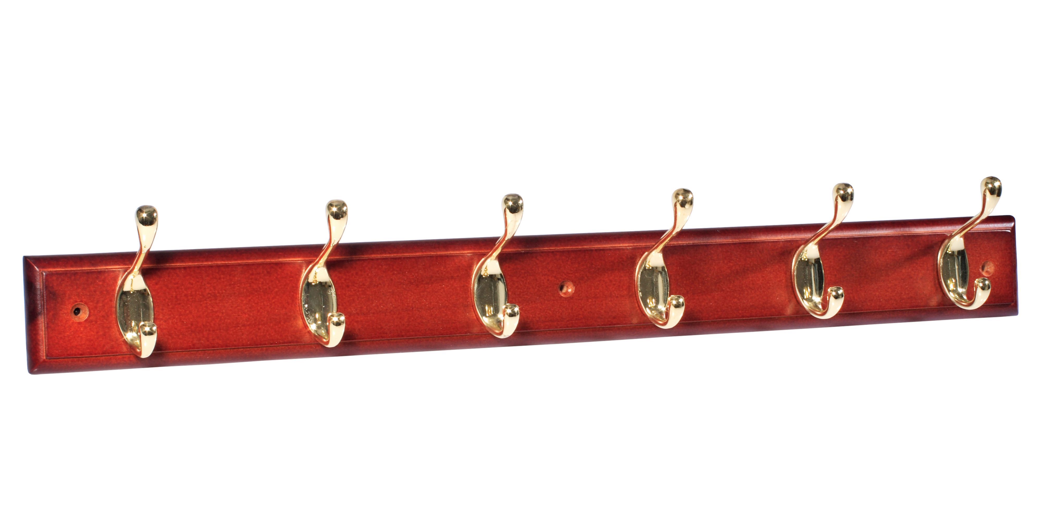 Brown Brass effect Mahogany 6 Hook rail, (L)685mm (H)15mm