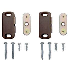 Brown Carbon steel Magnetic Cabinet catch (W)21.5mm, Pack of 12