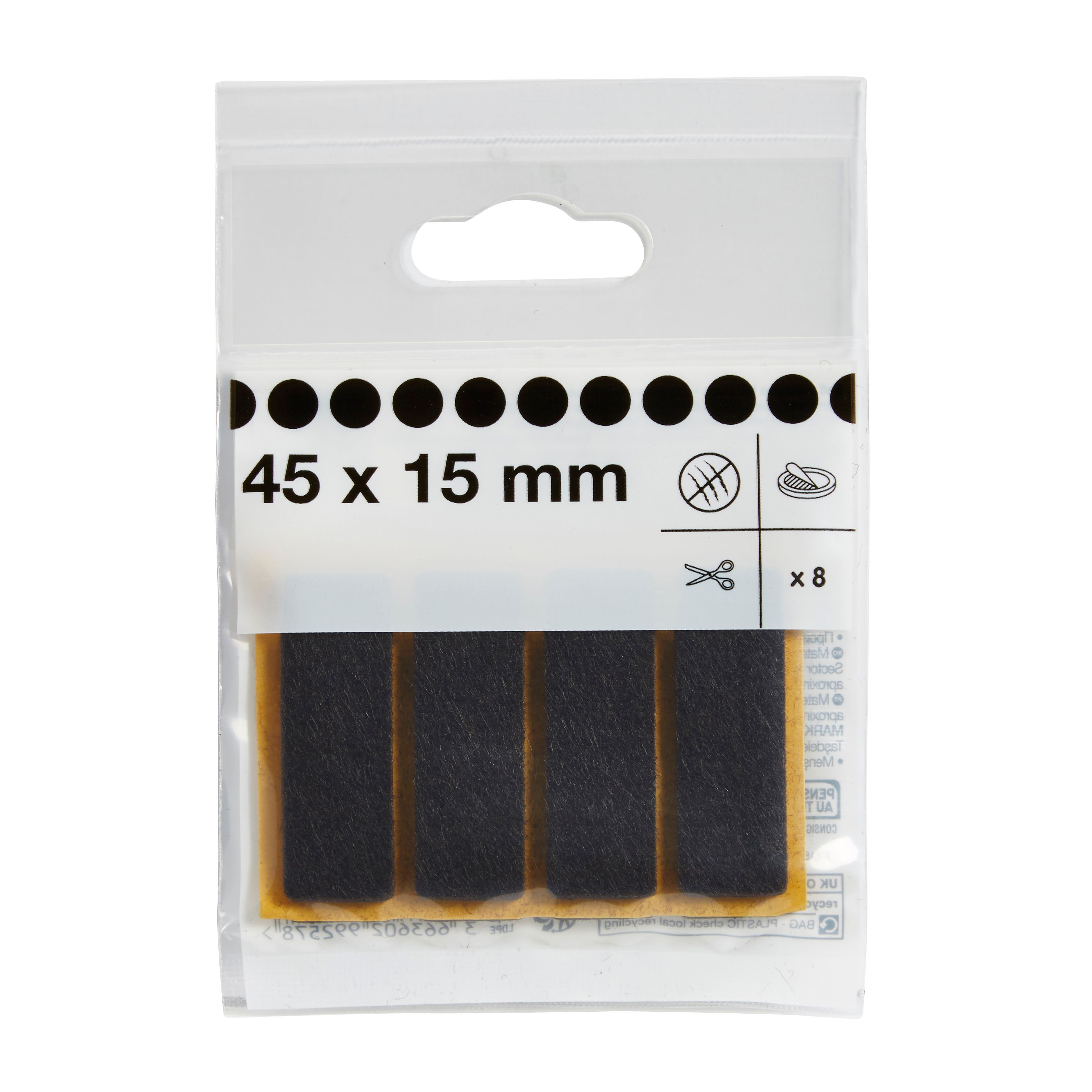 Brown Felt Protection pad (L)15mm (W)45mm, Pack of 8