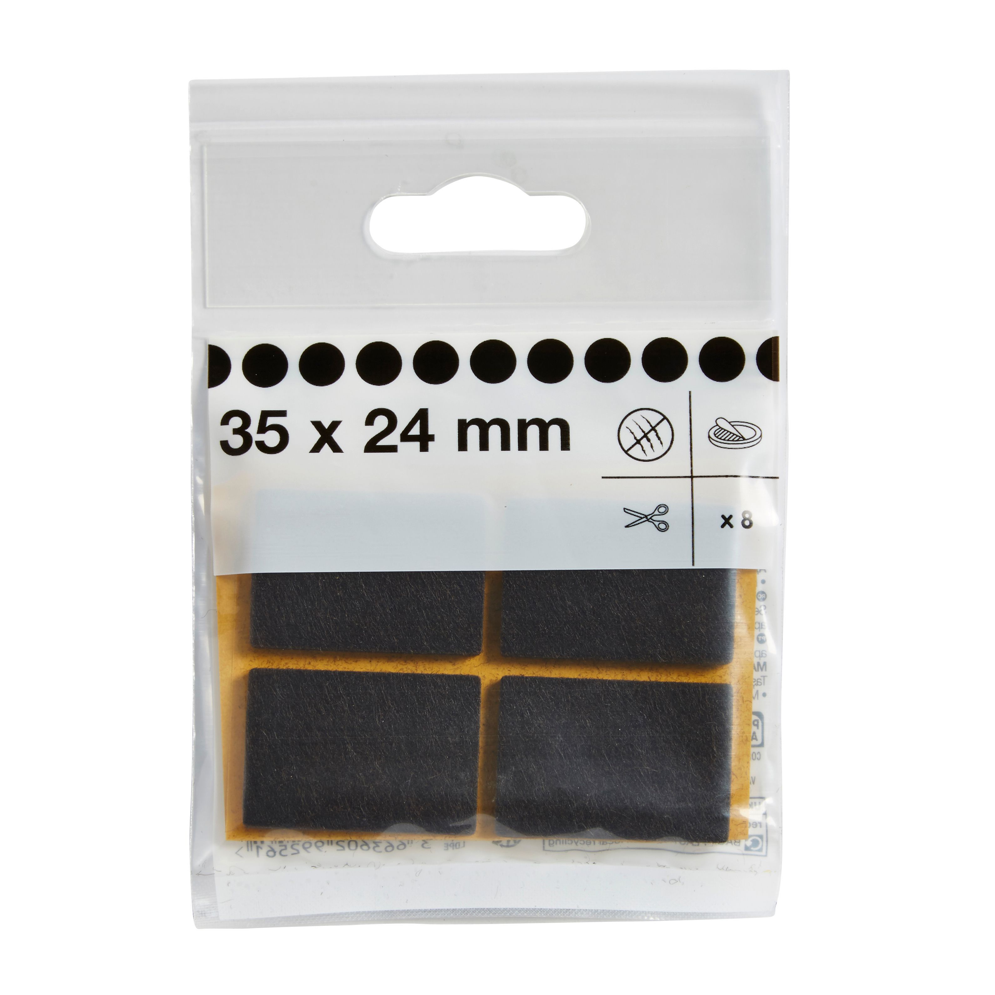 Brown Felt Protection pad (L)24mm (W)35mm, Pack of 8