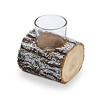 Brown Glass & wood Tea light holder