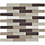 Brown Gloss & matt Linear Glass & stone Mosaic tile sheet, (L)300mm (W)300mm