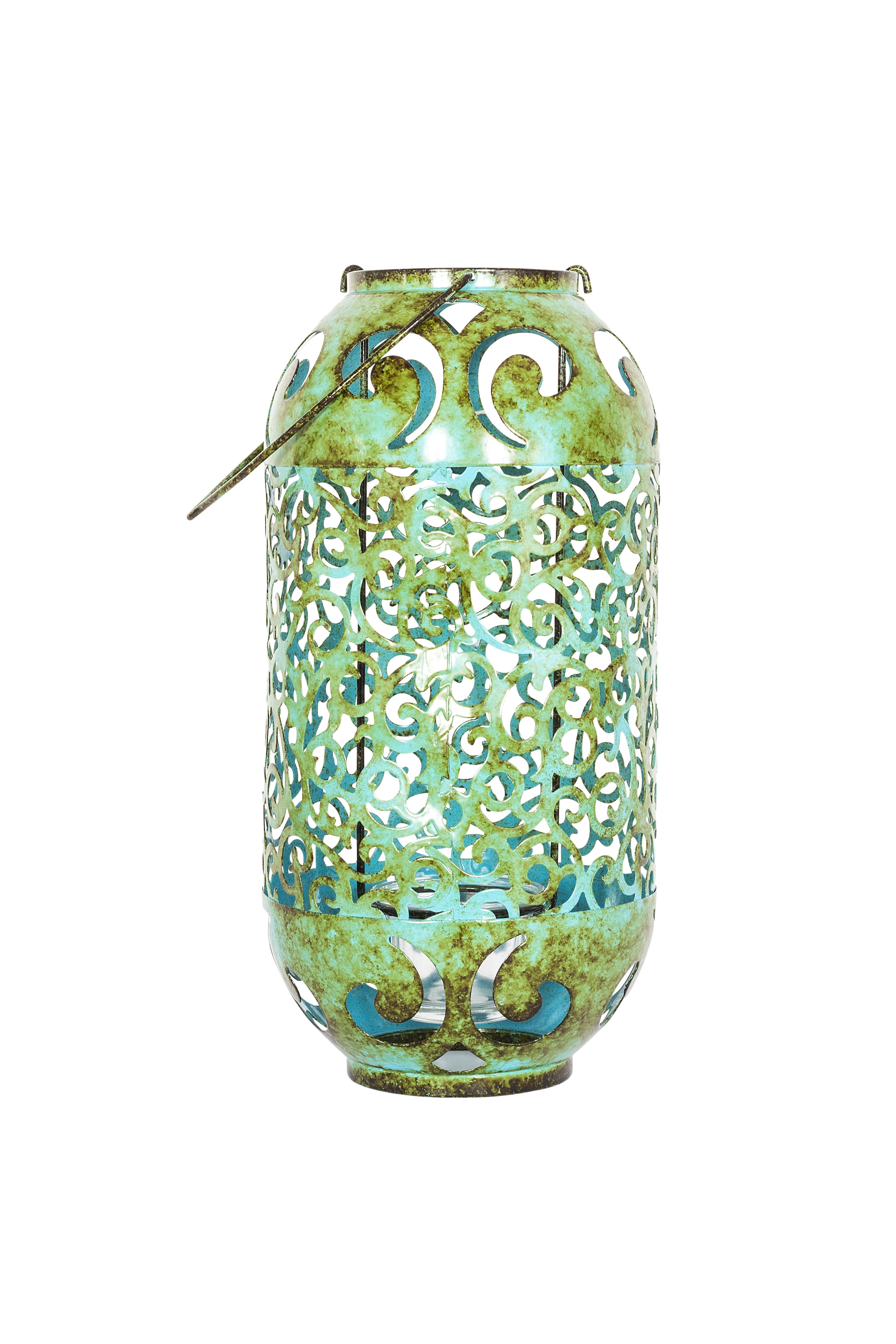 Brown & green Glass & metal Lantern Garden ornament (H)29cm