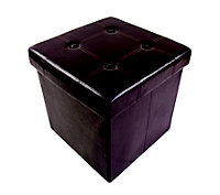 Brown leather effect Ottoman (H)375mm (W)375mm (D)380mm