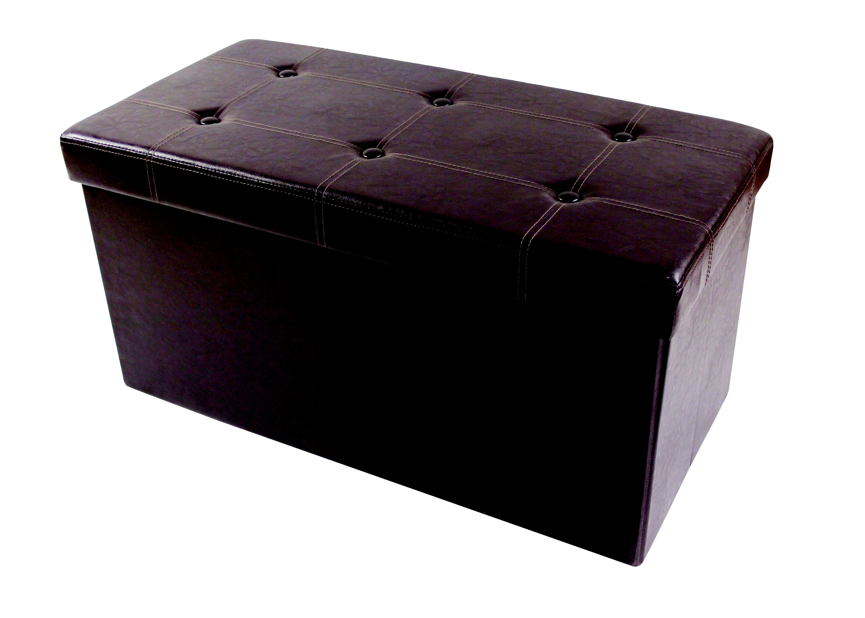 Brown leather effect Ottoman (H)400mm (W)800mm (D)400mm