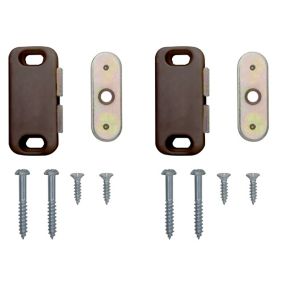 Brown Magnetic Cabinet catch (W)21.5mm, Pack of 12