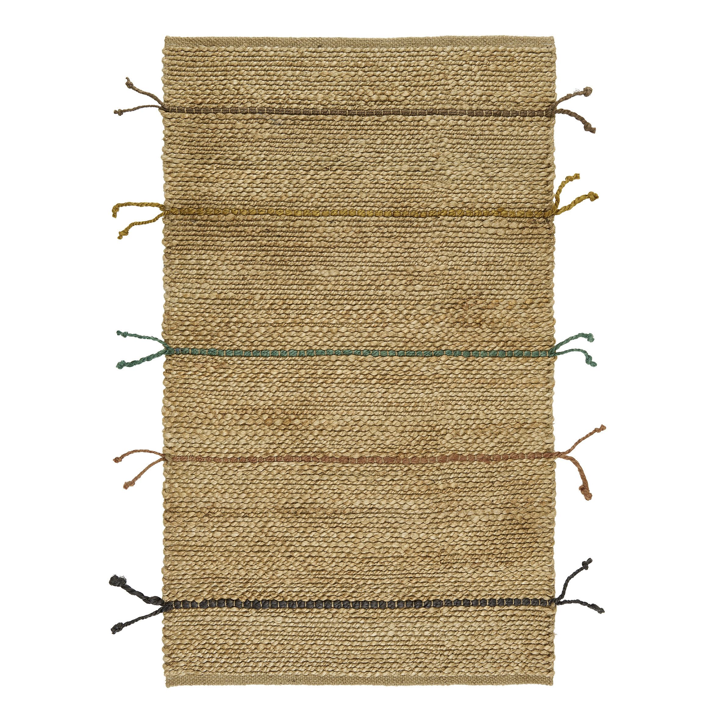 Brown Multi Stripe Small Rug, (L)100cm x (W)60cm