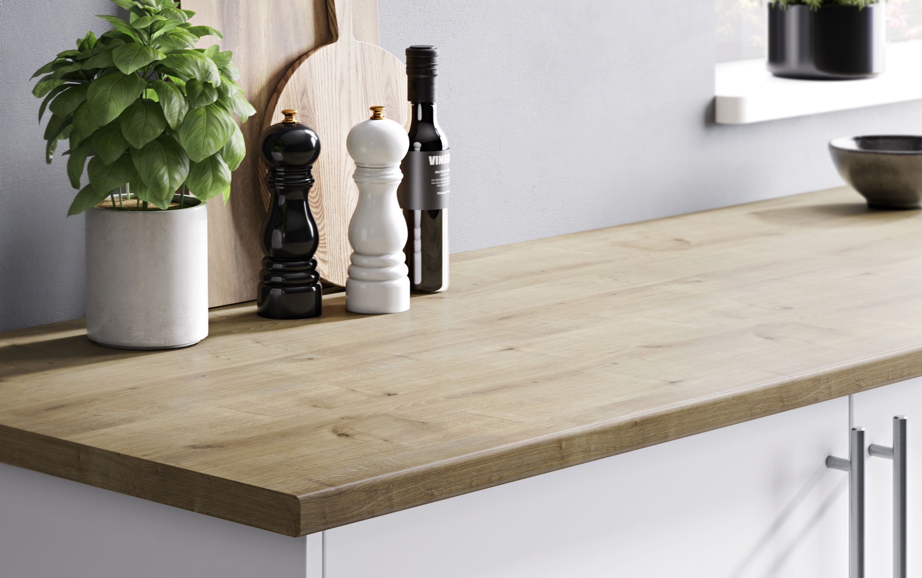 Brown Oak effect Laminate Post-formed edge Kitchen Worktop, (L)2400mm (W)620mm (T)28mm