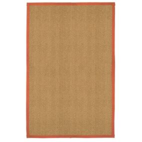 Brown, orange Herringbone weave Large Rug, (L)200cm x (W)135cm