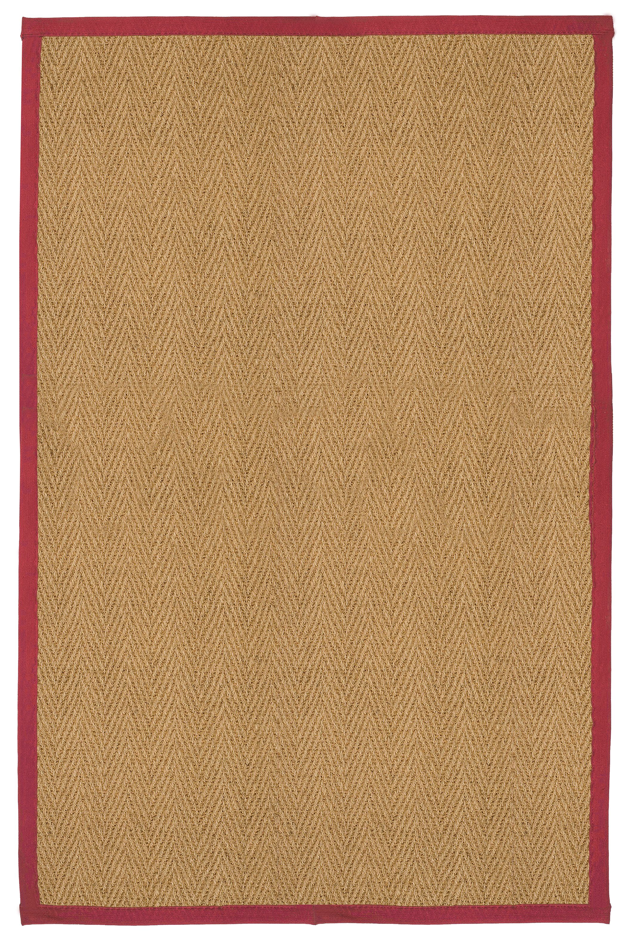 Brown, red Herringbone weave Large Rug, (L)200cm x (W)135cm