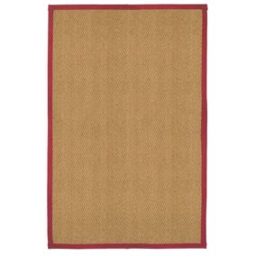 Brown, red Herringbone weave Large Rug, (L)200cm x (W)135cm