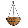 Brown Round Coco liner & metal frame Hanging basket, 35.56cm