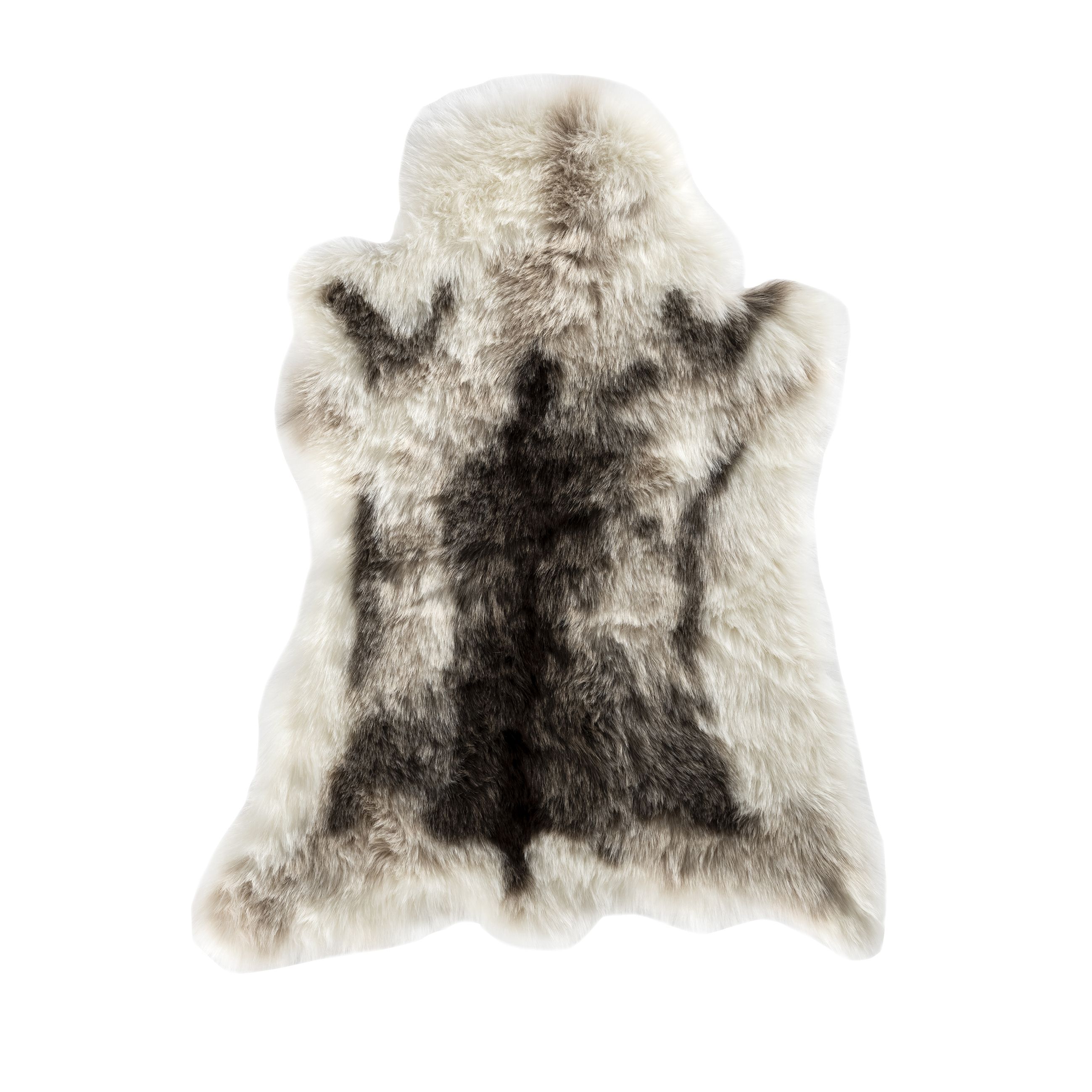 Brown & White Faux fur effect Large Rug, (L)115cm x (W)90cm