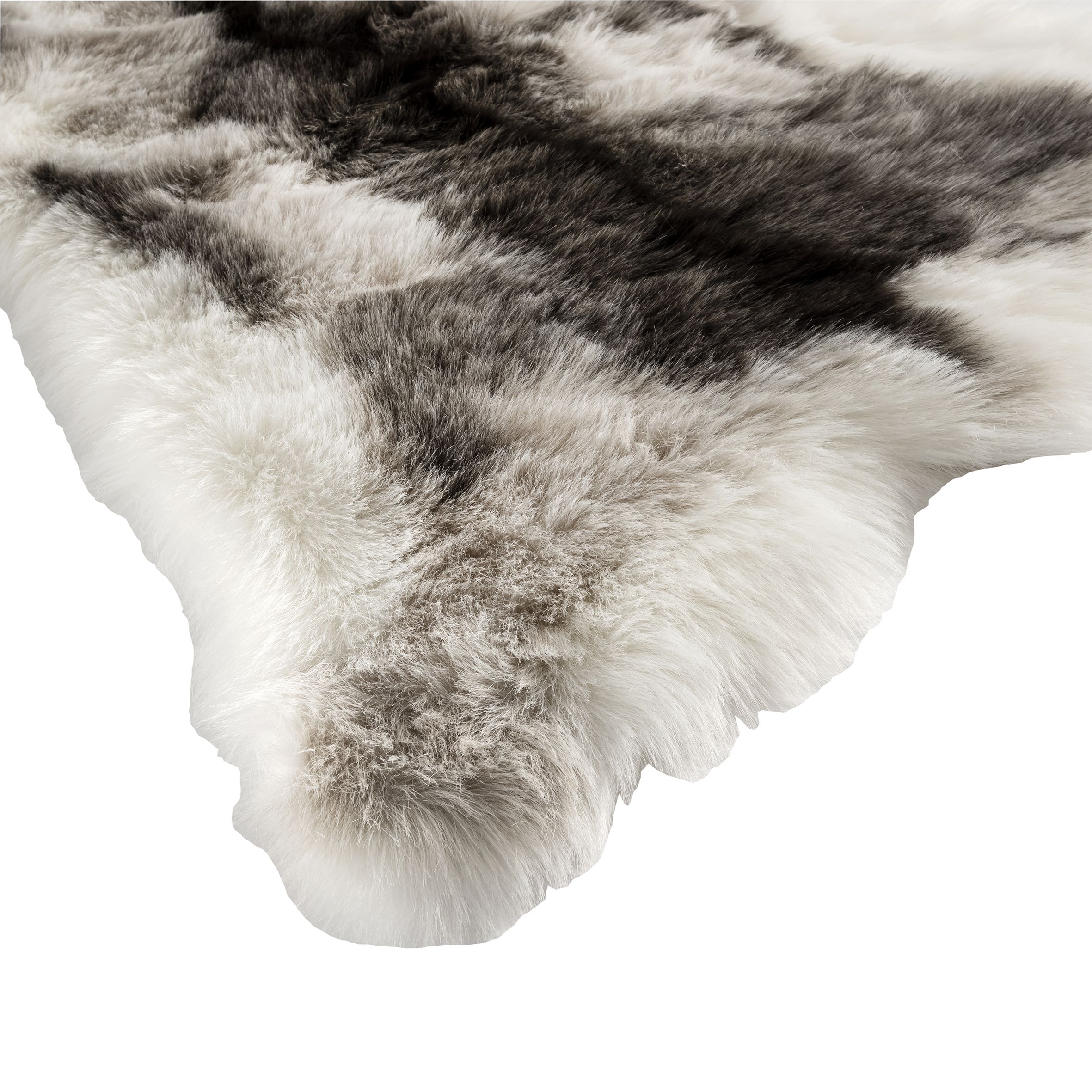Brown & White Faux fur effect Large Rug, (L)115cm x (W)90cm