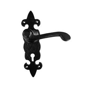 Brushed Black Antique pewter effect Zinc alloy Curved Lock Lever on backplate handle (L)100mm, Pair