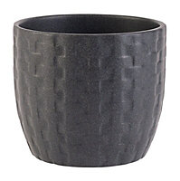 Brushed Black Ceramic Plant pot (Dia)18cm