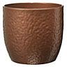 Brushed Brown Copper effect Ceramic Plant pot (Dia)13cm