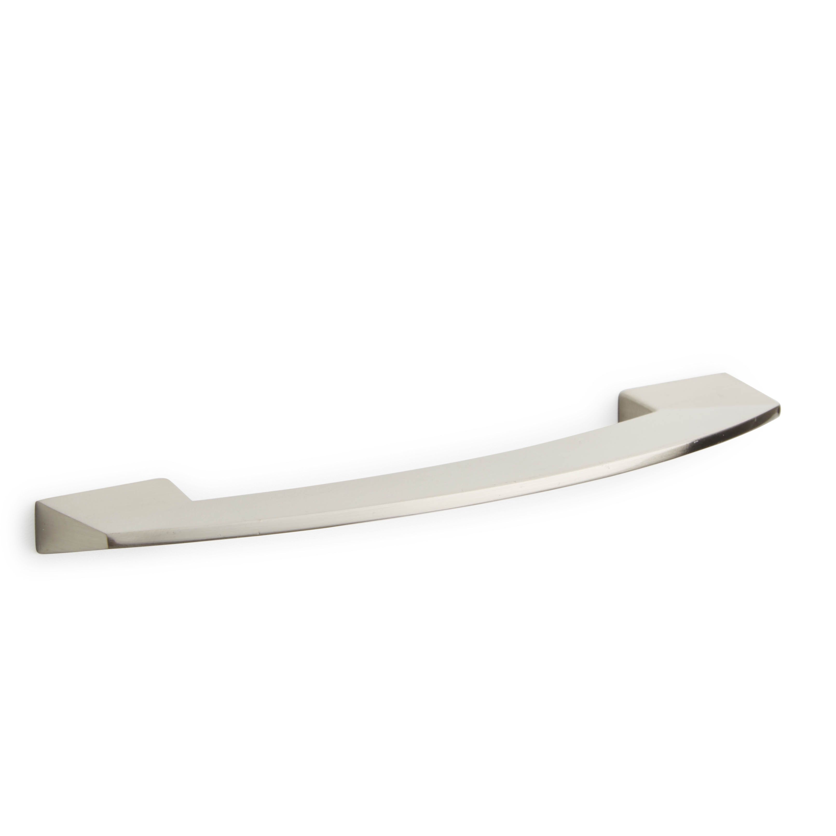 Brushed Nickel Effect Curved Flat Bar Cabinet Handle, Pack Of 2 | DIY ...