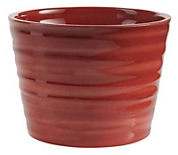 Brushed Red Ceramic Plant pot (Dia)13.5cm