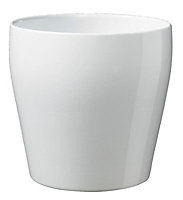 Brushed White Ceramic Plant pot (Dia)24cm