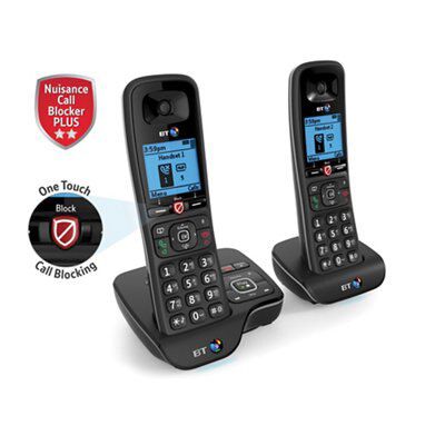 BT DECT Black Telephone with Nuisance call blocker & answer machine ...