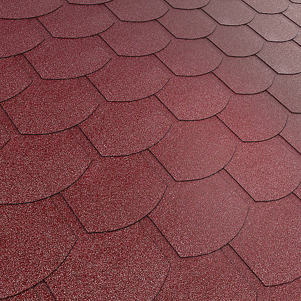 Btm Red Rounded Shingle Roofing Felt, Rounded Roof Shingles