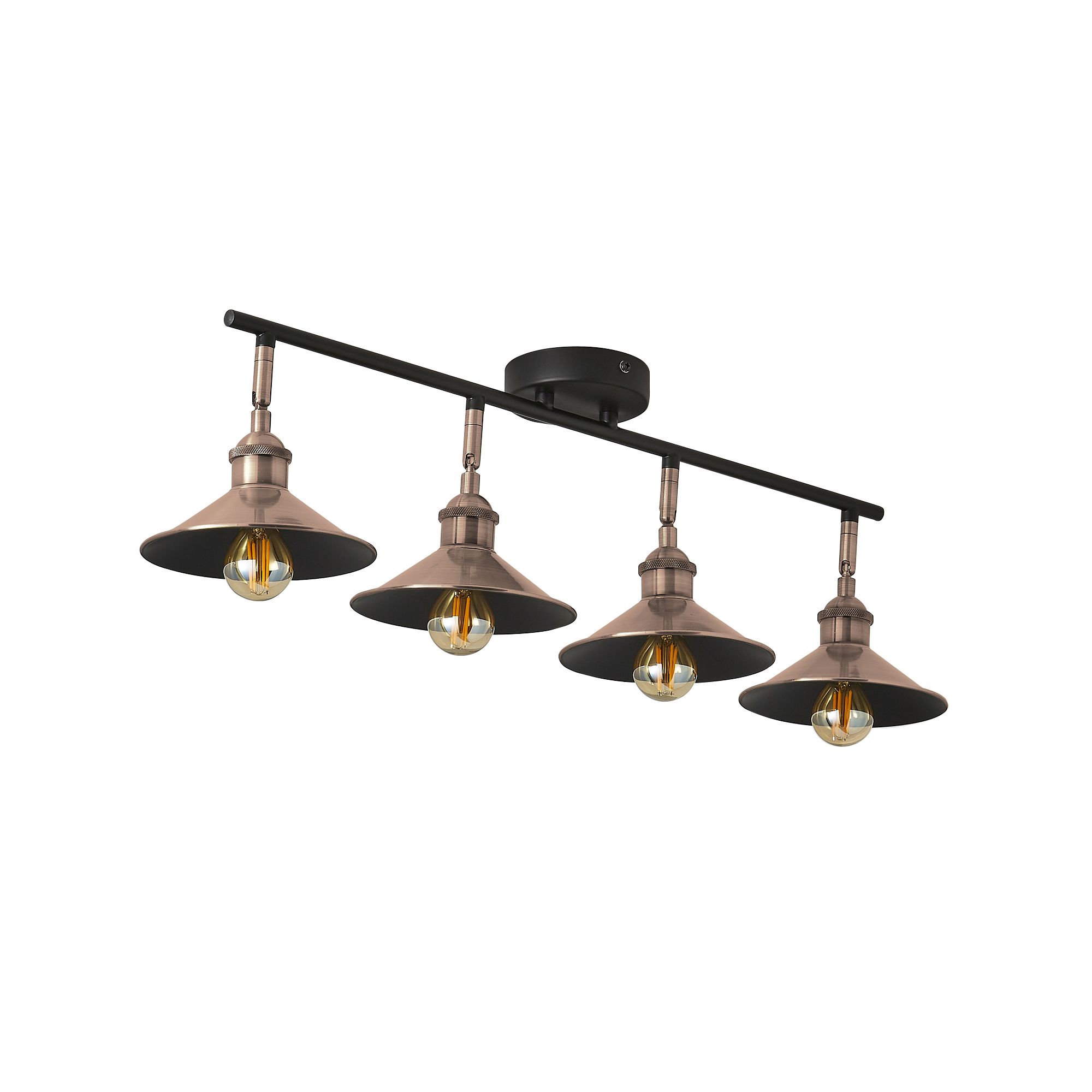 Bureau Satin Black Copper effect 4 Light Spotlight bar