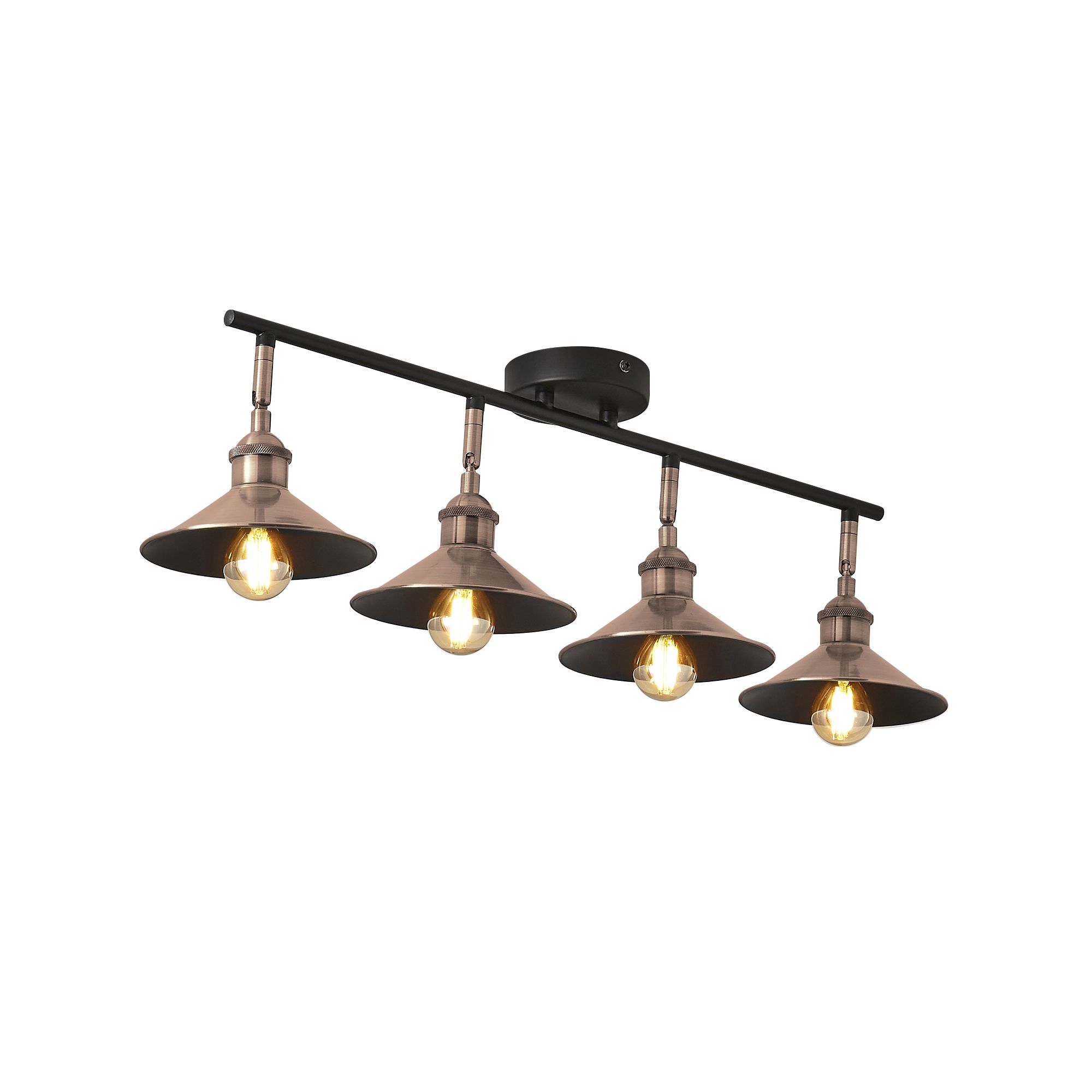 Bureau Satin Black Copper effect 4 Light Spotlight bar