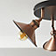 Bureau Satin Black Copper effect Mains-powered 3 lamp Spotlight