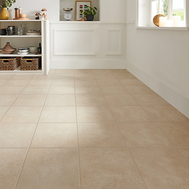 Burdy Cream Matt Stone Effect, Laminate Tile Flooring Kitchen B Q