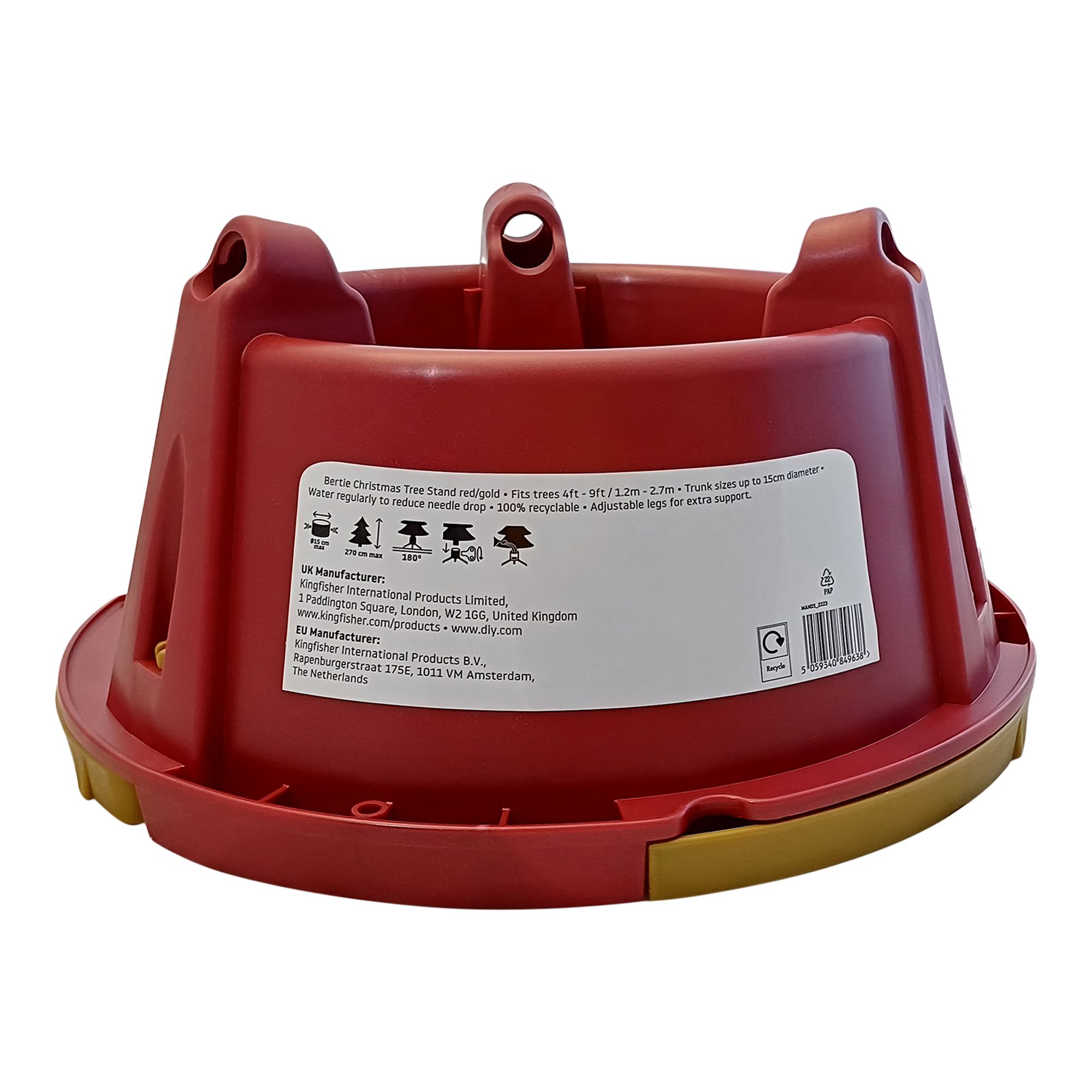 Burgundy gold effect Plastic Christmas tree stand £18 at B&Q