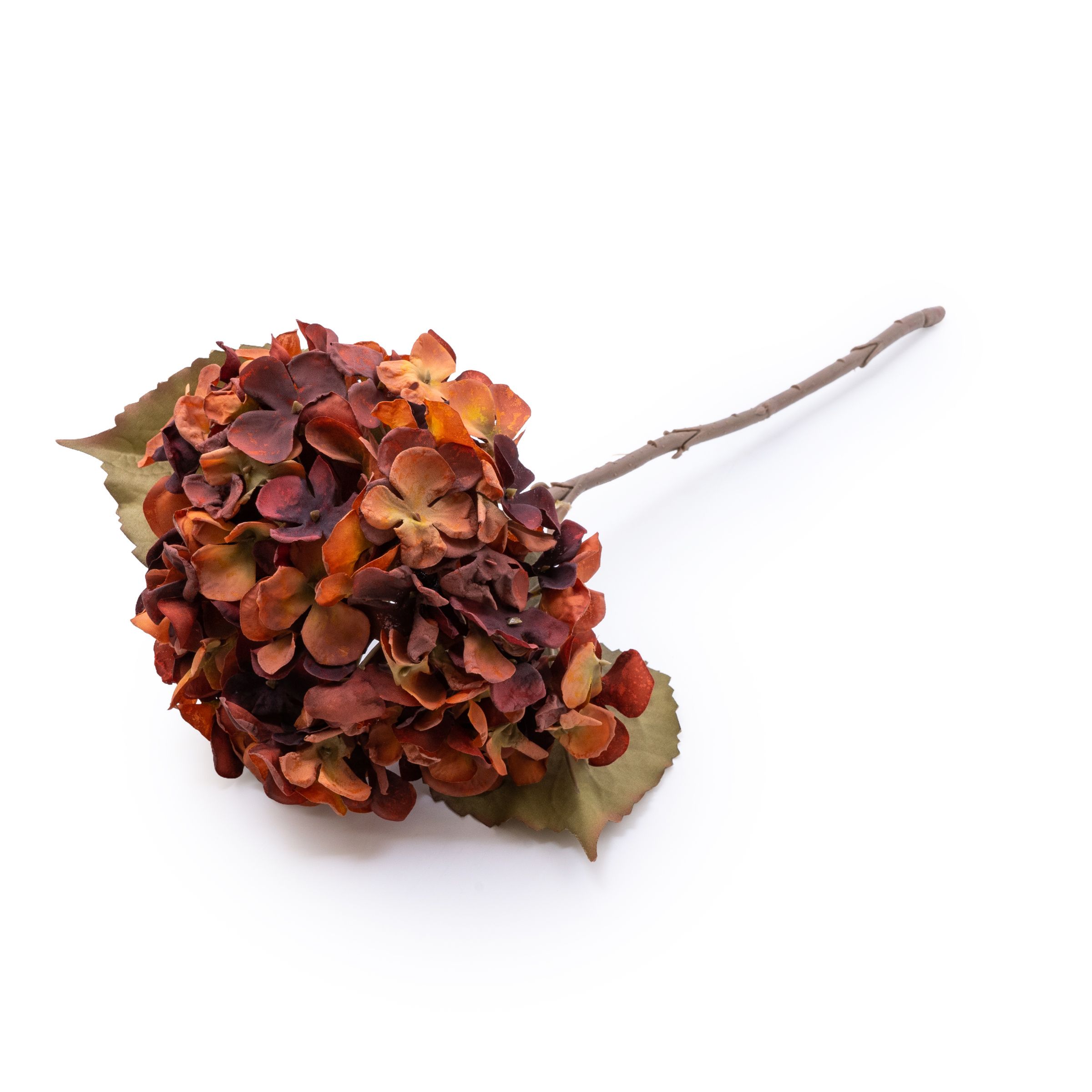 Burnt Orange Hydrangea Single stem Artificial flower (H) 470mm