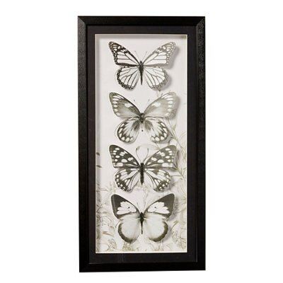 Butterflies Black & white Framed print (H)60cm x (W)30cm