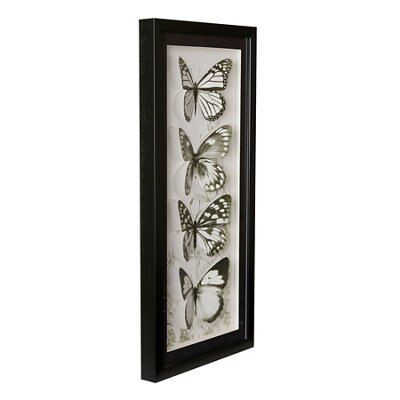 Butterflies Black & white Framed print (H)60cm x (W)30cm
