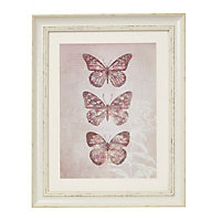 Butterflies Lilac Framed print (H)500mm (W)400mm