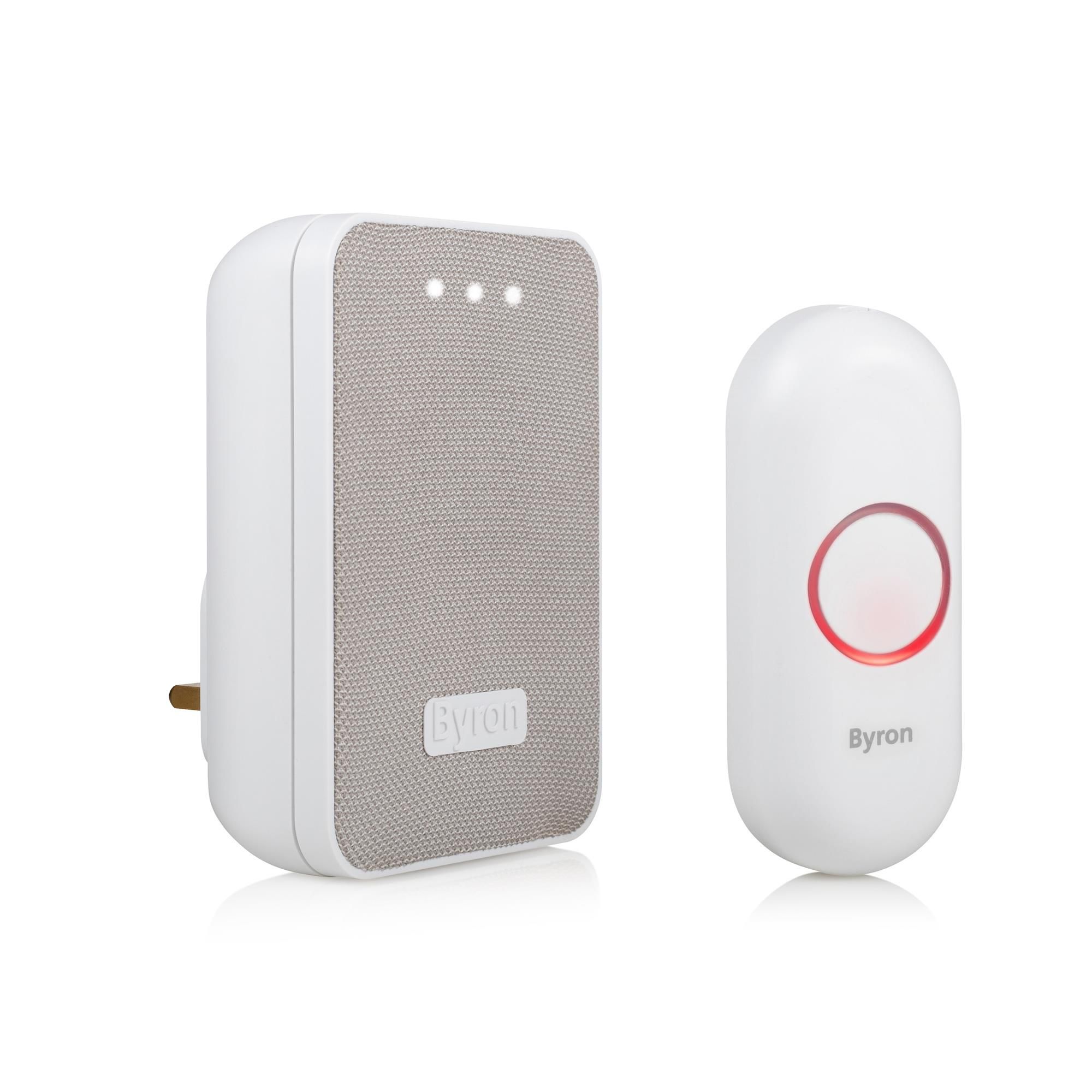 Byron Grey & white Wireless Door chime kit DBY-22322BS-KF
