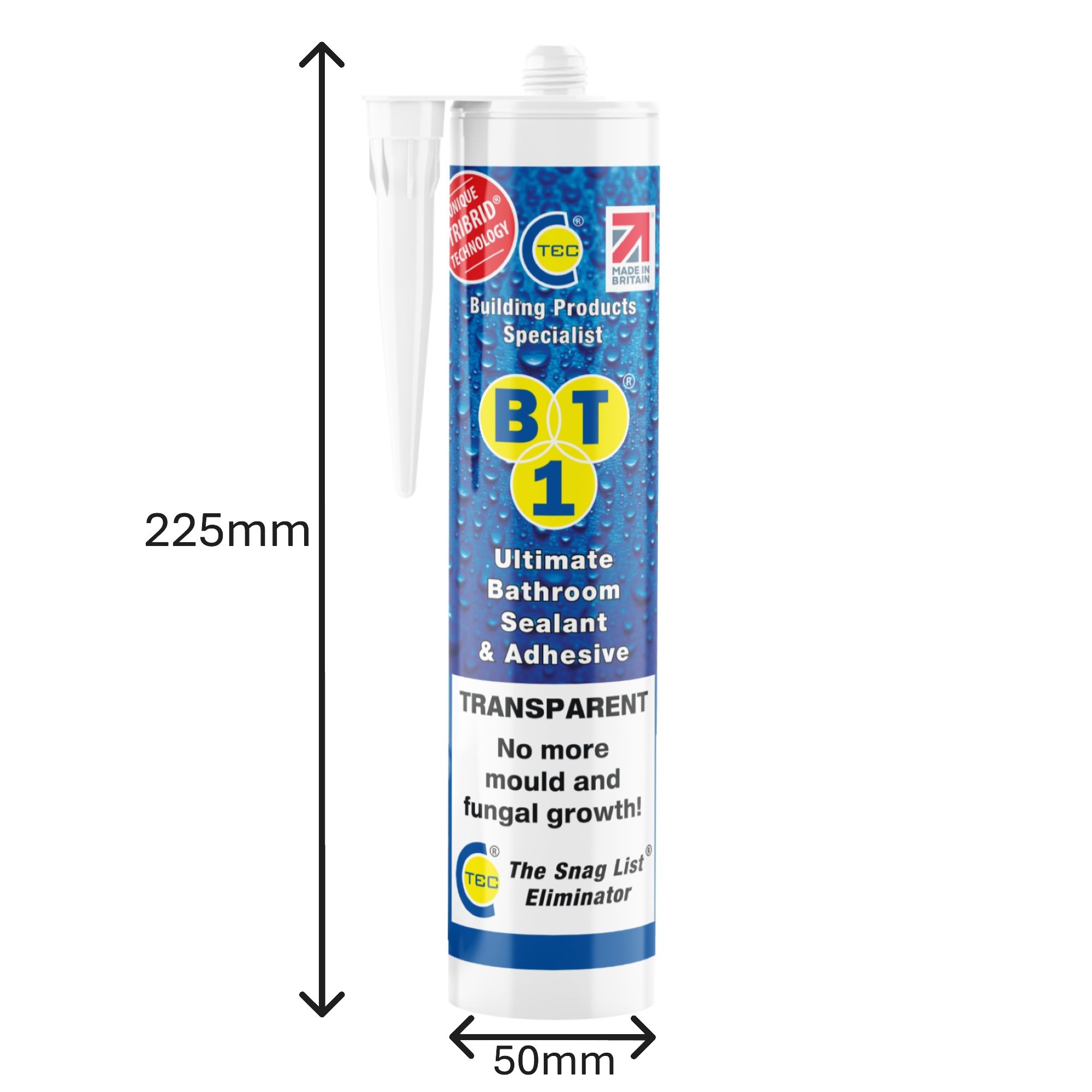 C-Tec BT1 Clear Polymer-based Bathroom & kitchen Cartridge Sanitary sealant, 290ml