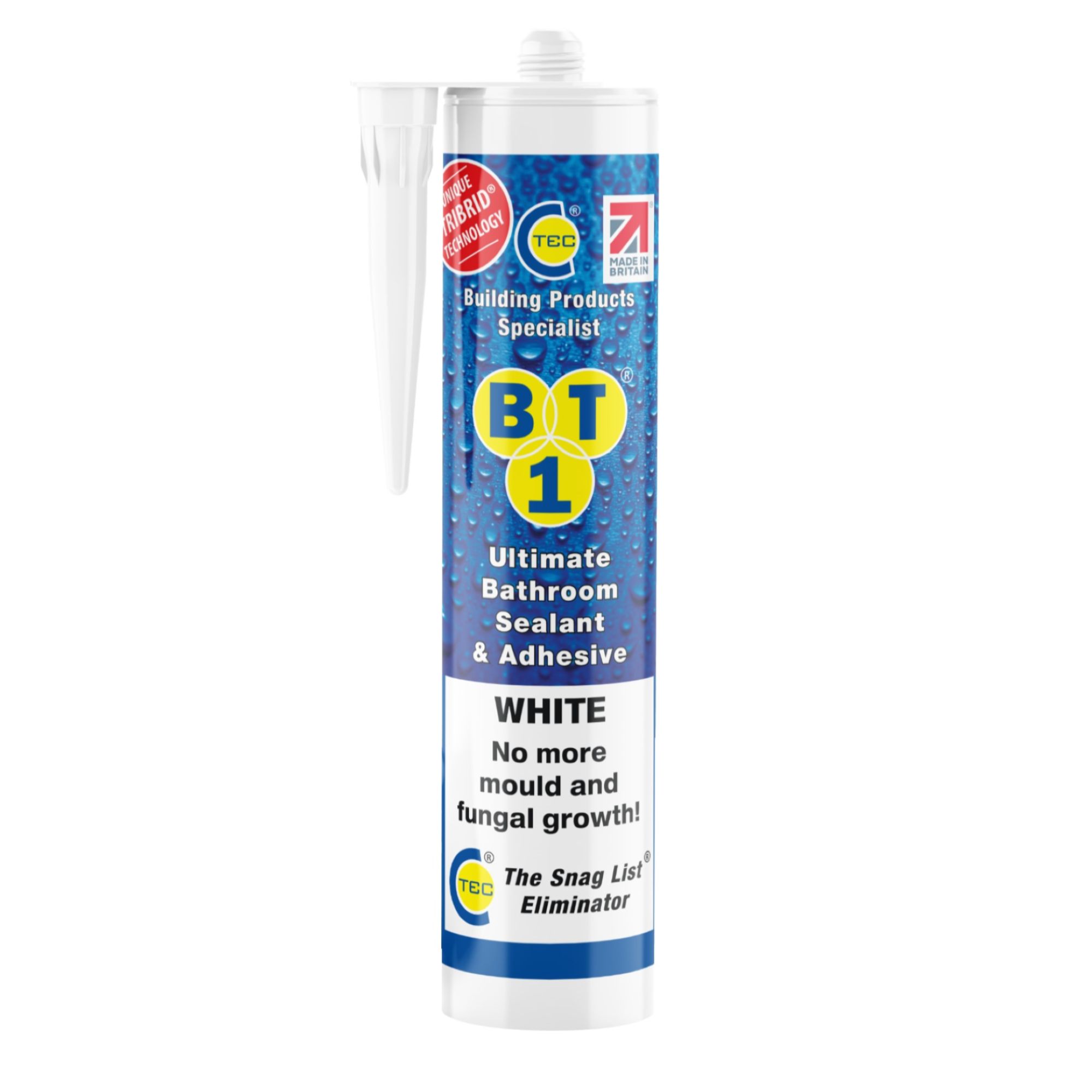 C-Tec BT1 White Polymer-based Bathroom & kitchen Cartridge Sanitary sealant, 290ml