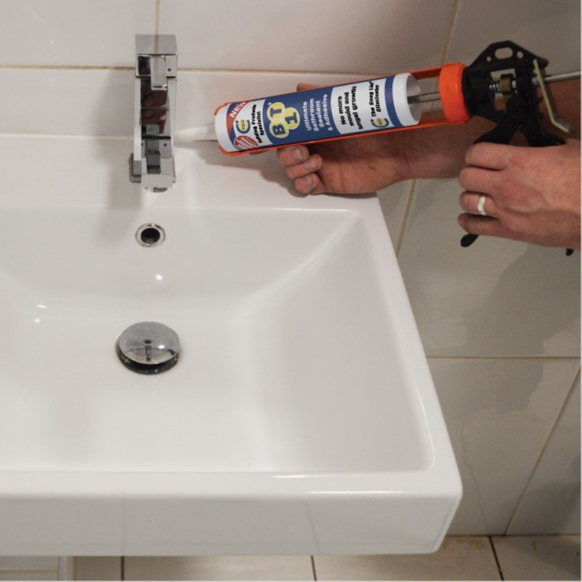 C-Tec BT1 White Polymer-based Bathroom & kitchen Cartridge Sanitary sealant, 290ml
