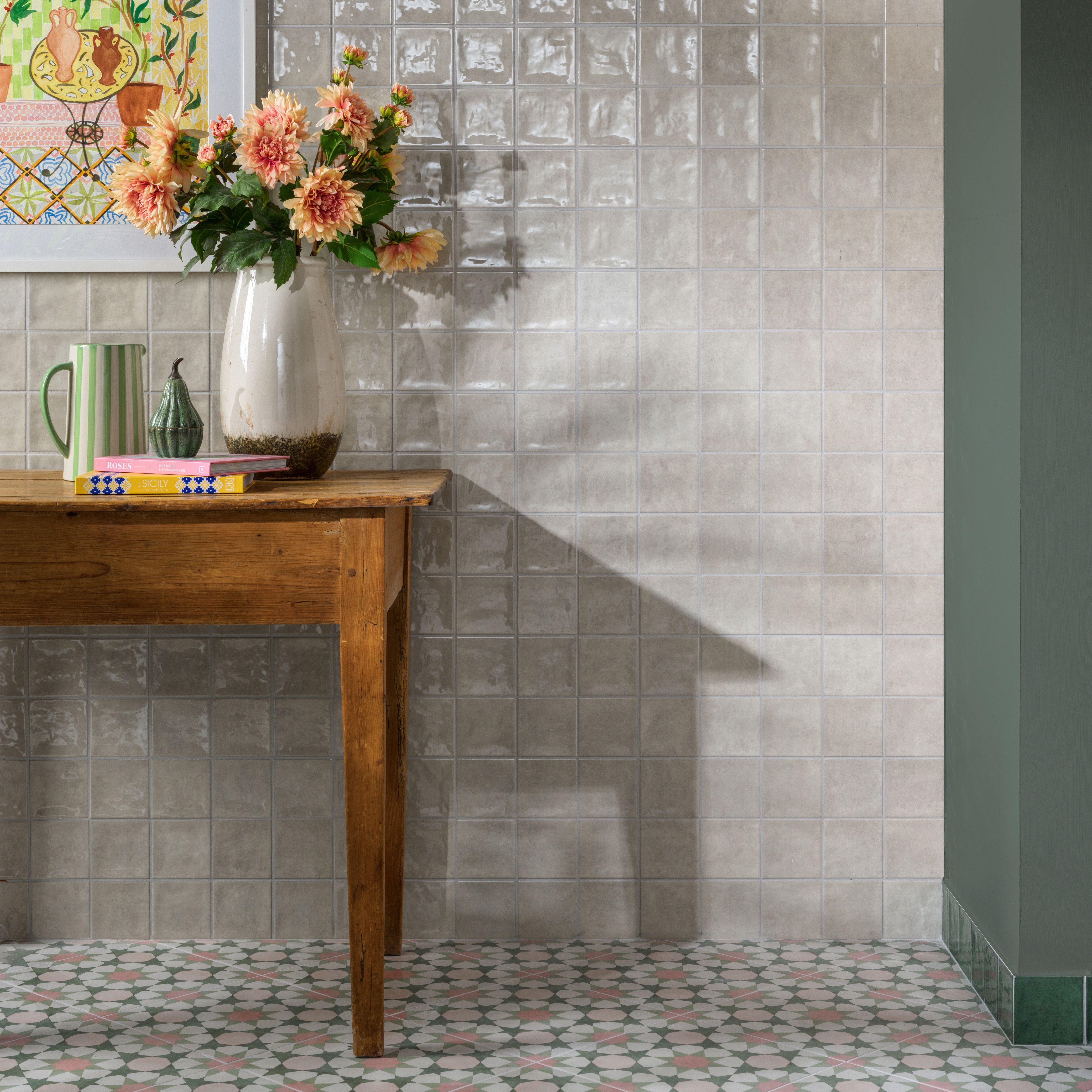 Ca’Pietra Casamar Flax Gloss Embossed Ceramic Indoor Wall tile, Pack of 25, (L)200mm (W)200mm
