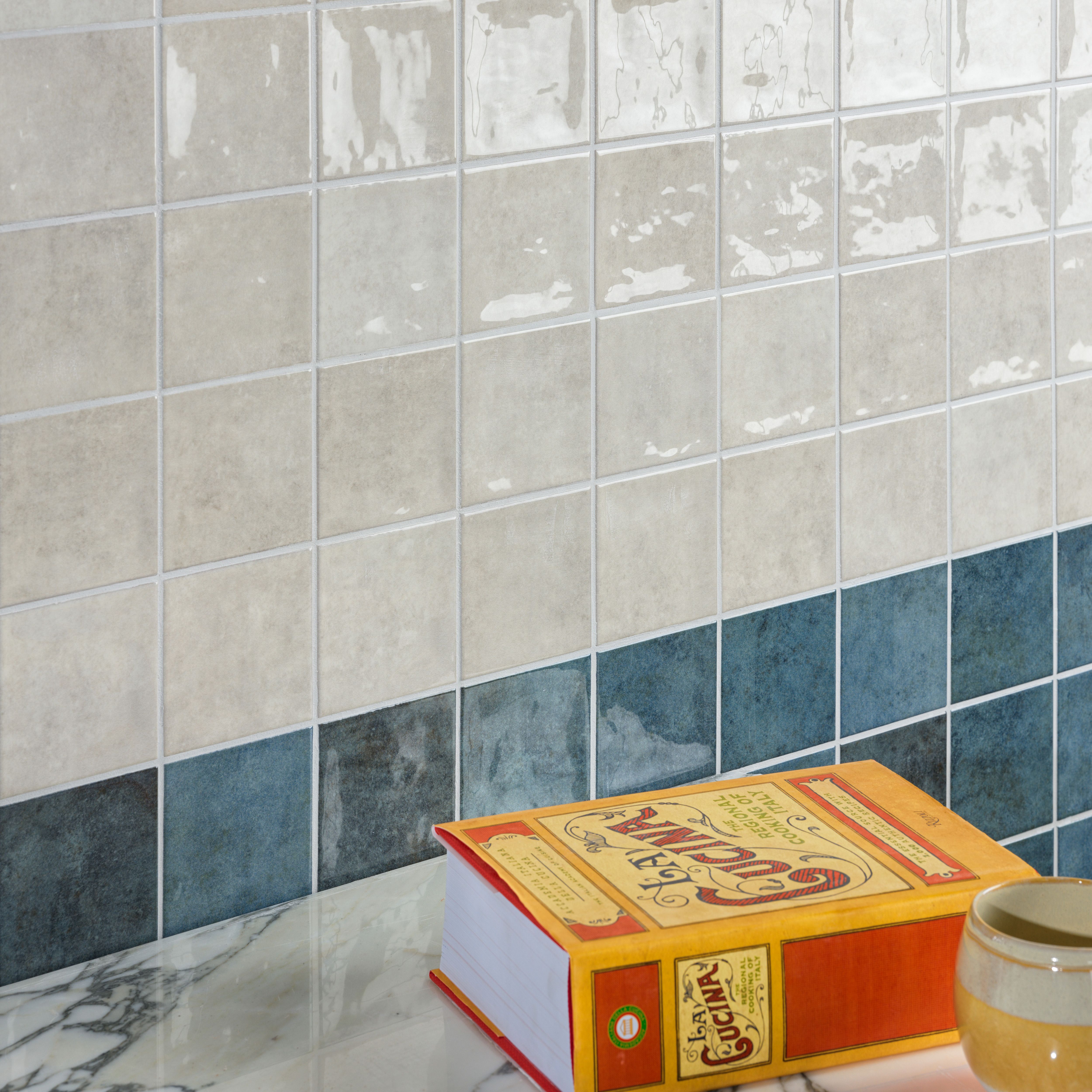 Ca’Pietra Casamar Flax Gloss Embossed Ceramic Indoor Wall tile, Pack of 25, (L)200mm (W)200mm